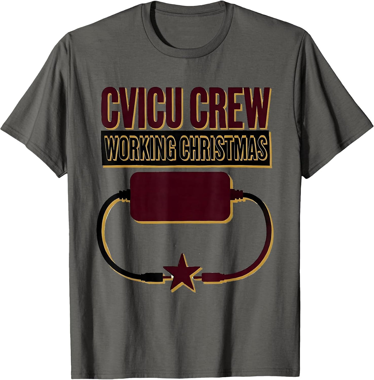 Men's CVICU Crew Working Christmas Funny Nurse Gift ICU Crew T-Shirt - Asphalt Grey