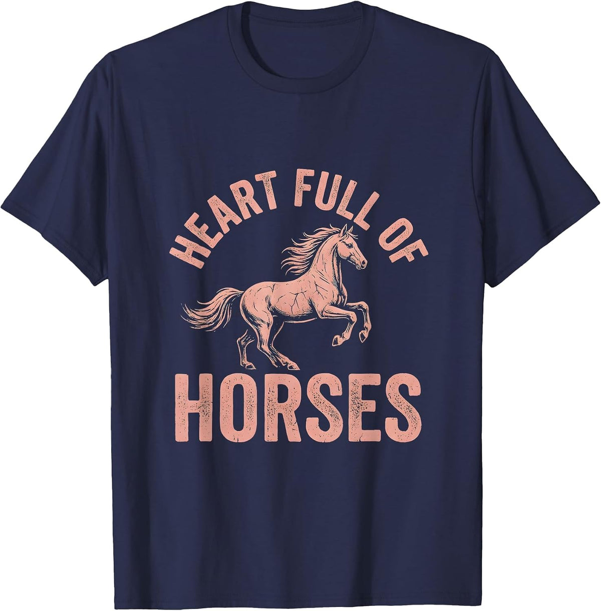 Heart Full of Horses Western Design T-Shirt - Navy Blue