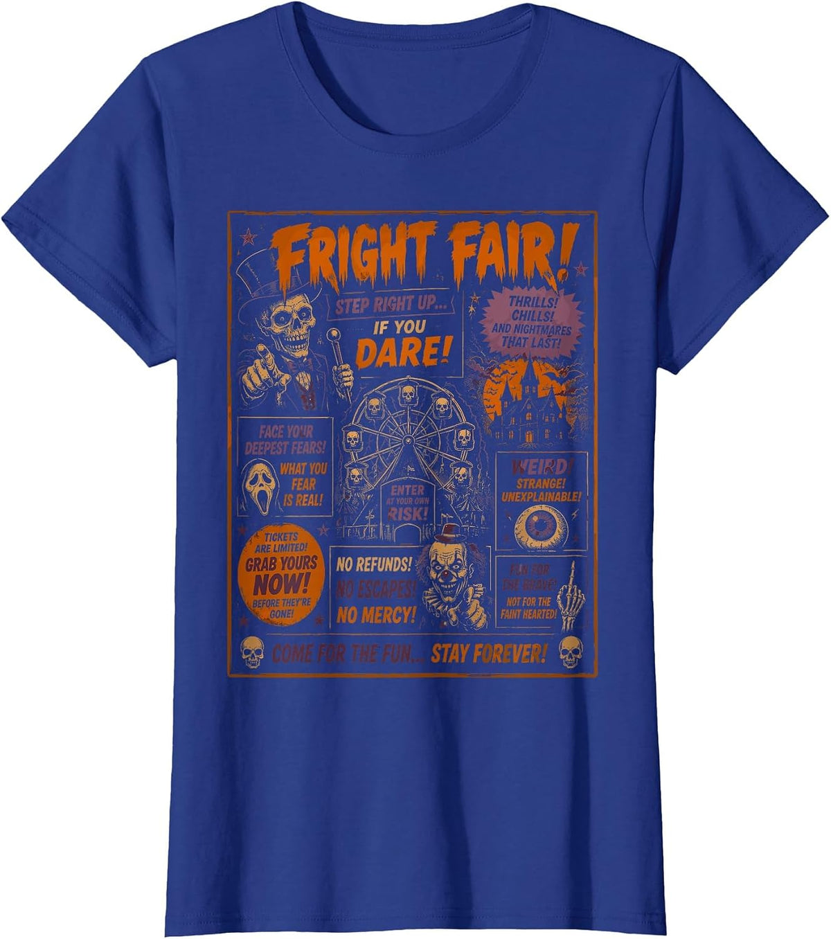 Halloween Vintage Horrorfest Poster Party Halloween T-Shirt - Royal Blue