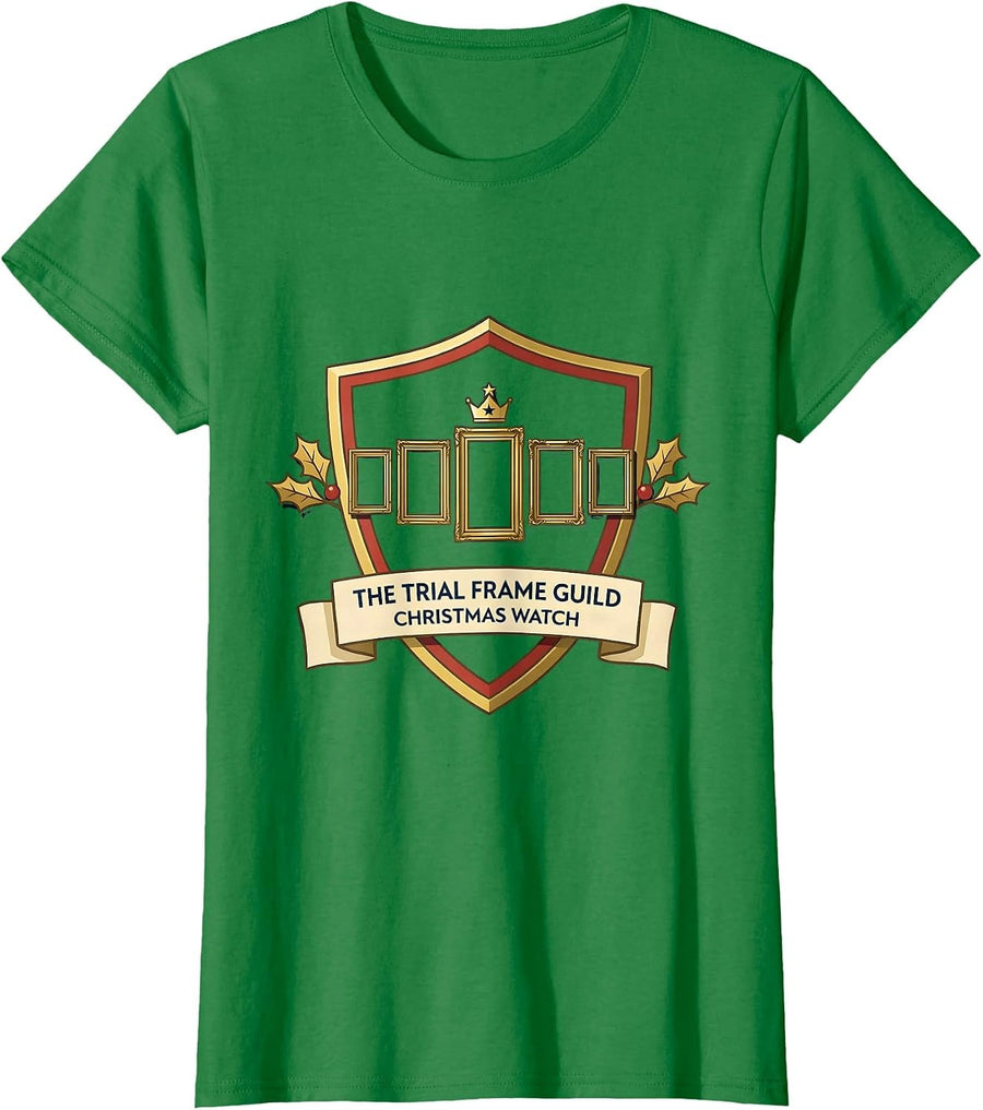 Women's The Trial Frame Guild Christmas Watch Optometrist Eye-Care T-Shirt - Kelly Green