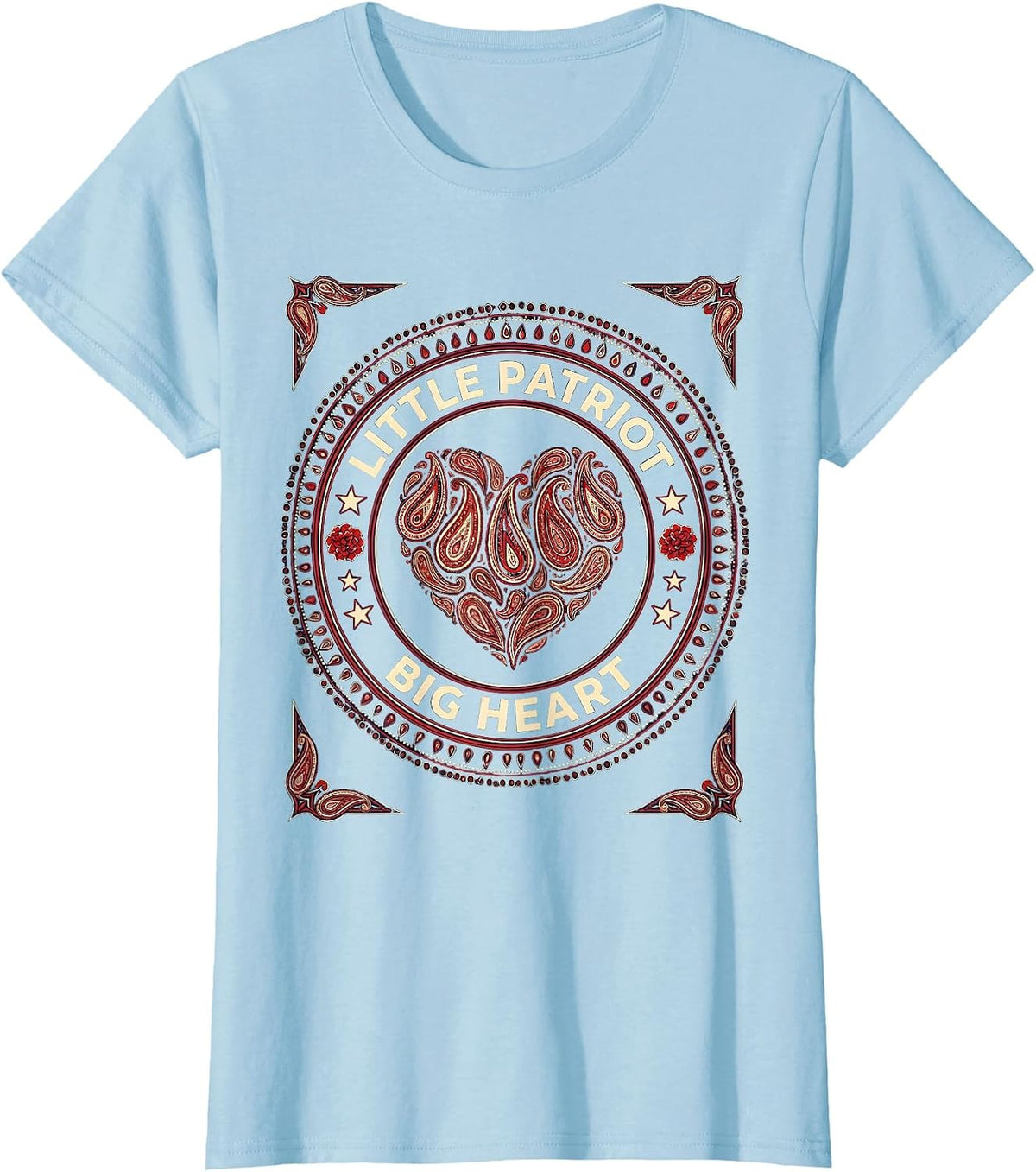 Little Patriot Big Heart Kids Patriot Day Design T-Shirt - Baby Blue