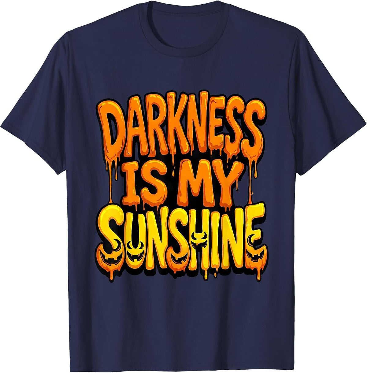 Darkness Is My Sunshine Gothic Halloween Design T-Shirt - Navy Blue