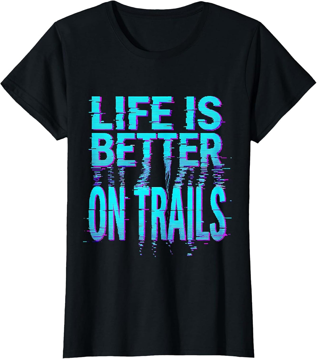 Life Is Better On Trails Mountain Bike Design T-Shirt - Black