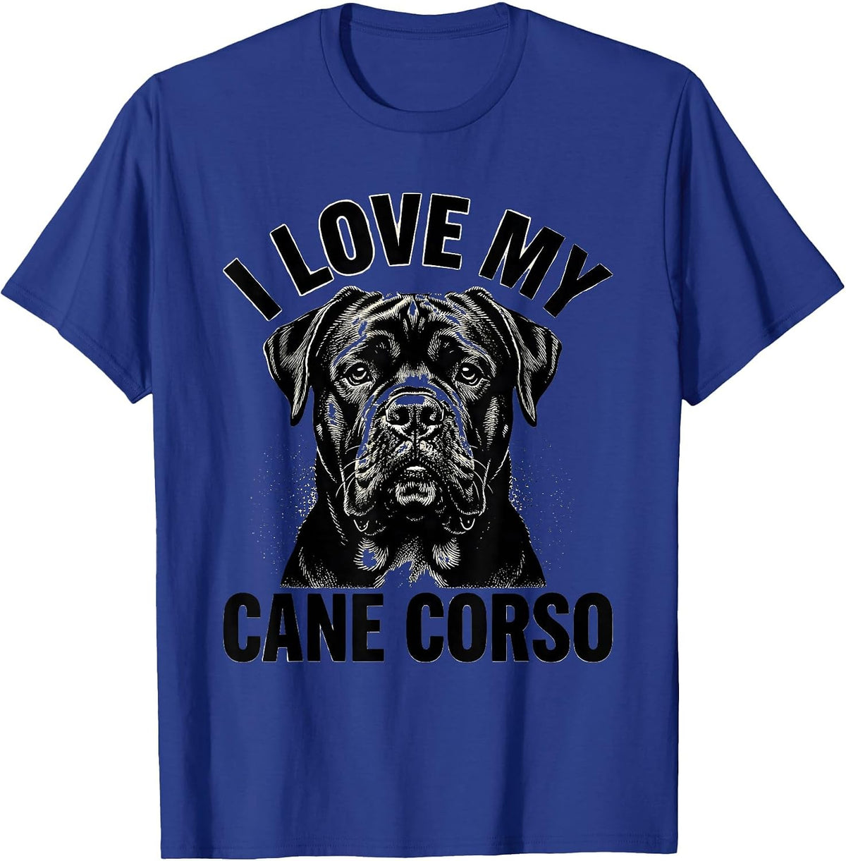 Men's I Love My Cane Corso Blackwork Dotwork Pet Lover Breed Pride T-Shirt - Royal Blue