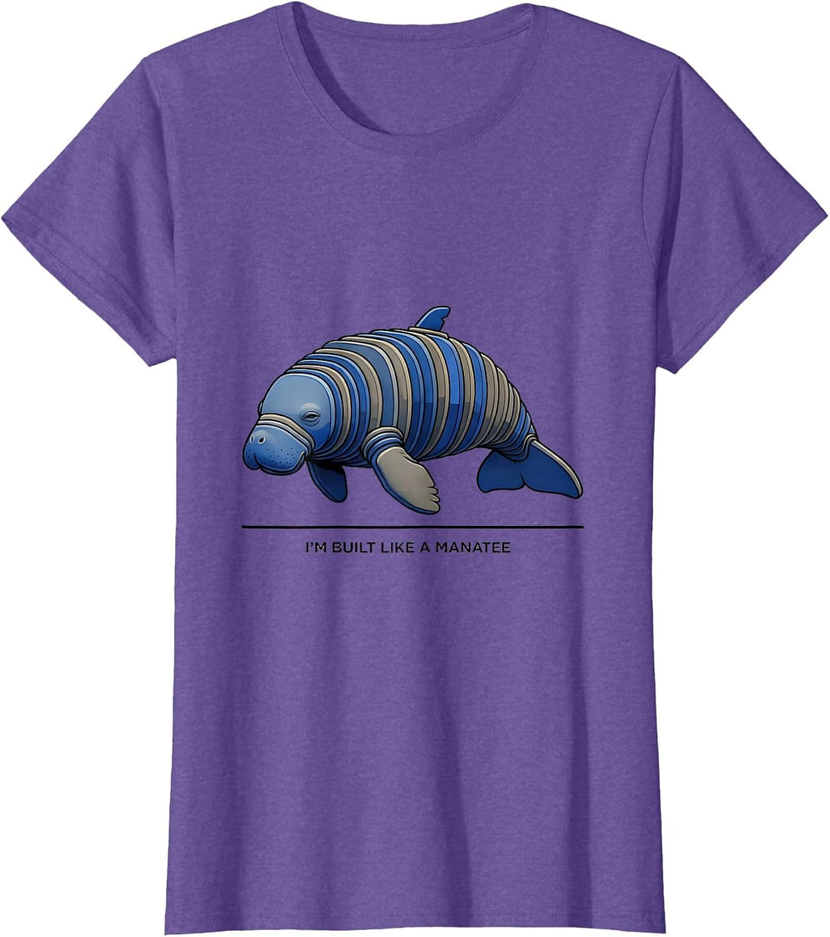 Women's I'm Built Like A Manatee Funny Manatee Lover Sea Animal T-Shirt - Purple Heather