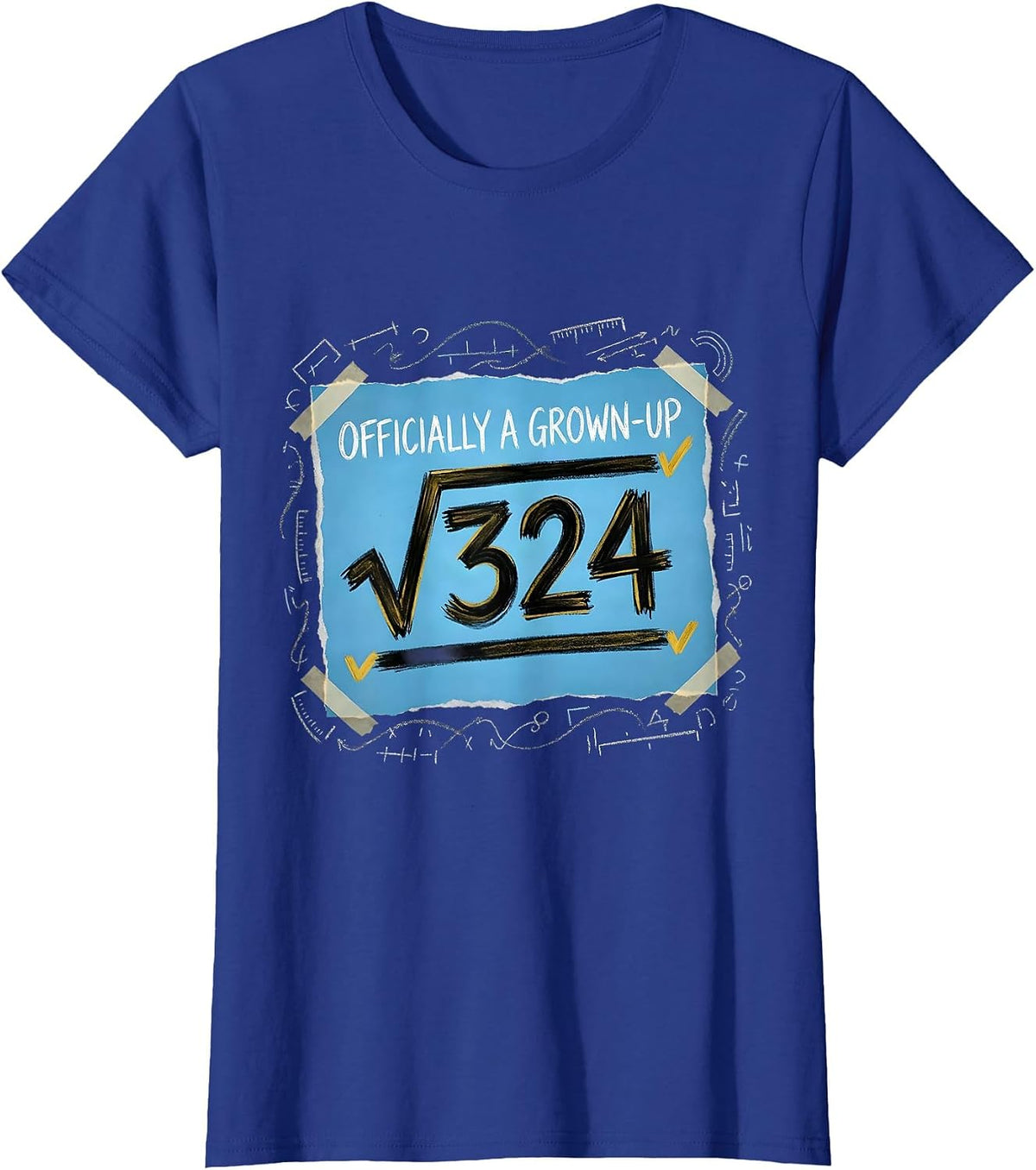 Women's Officially A Grown-Up Square Root Age Math Birthday Gift T-Shirt - Royal Blue