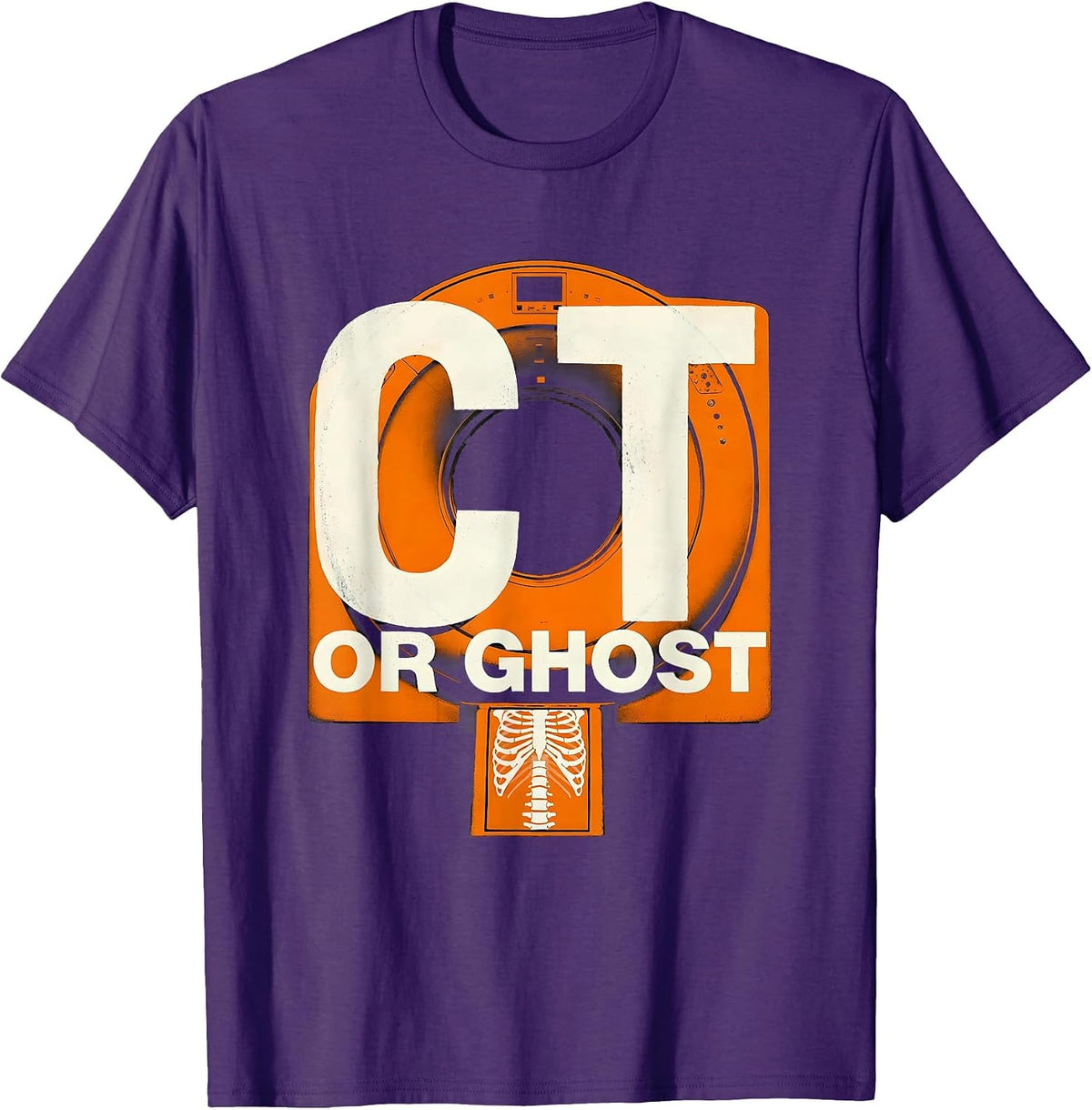 Men's Ghost Or CT Funny Radiology Tech Halloween Workplace Humor T-Shirt - Purple