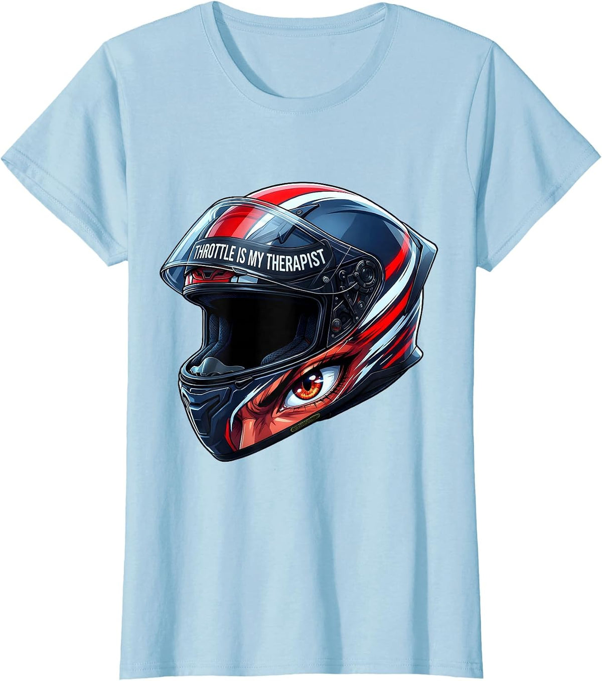 Throttle Is My Therapist Motorcycle Design T-Shirt - Baby Blue