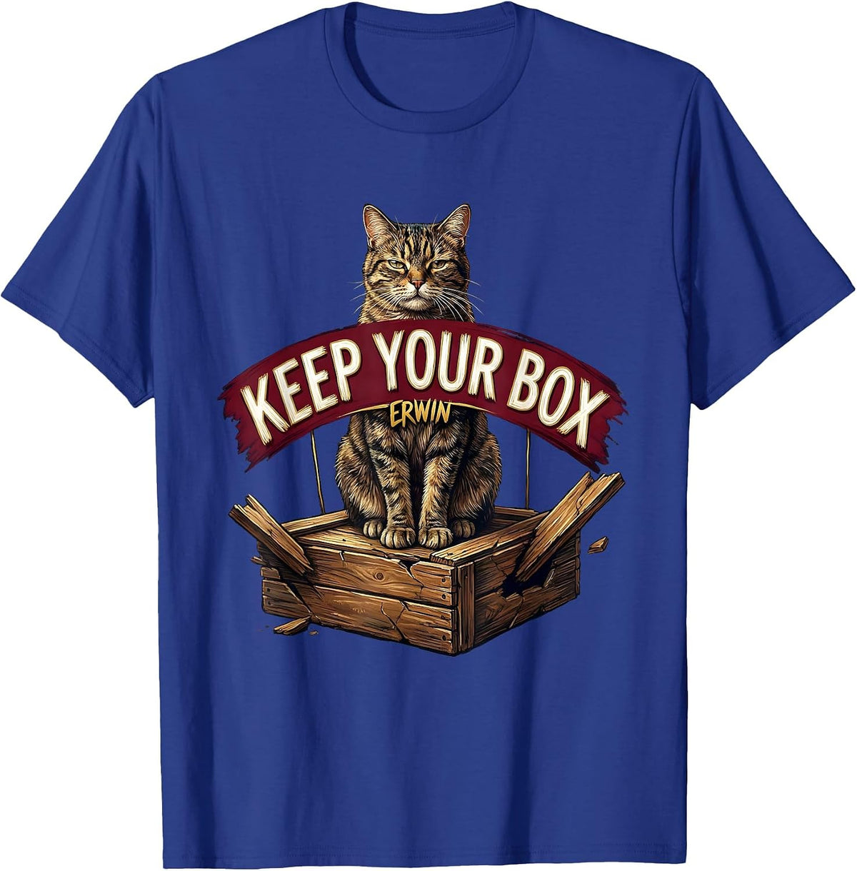 Keep Your Box Erwin Funny Science Teacher Quantum Physics T-Shirt - Royal Blue