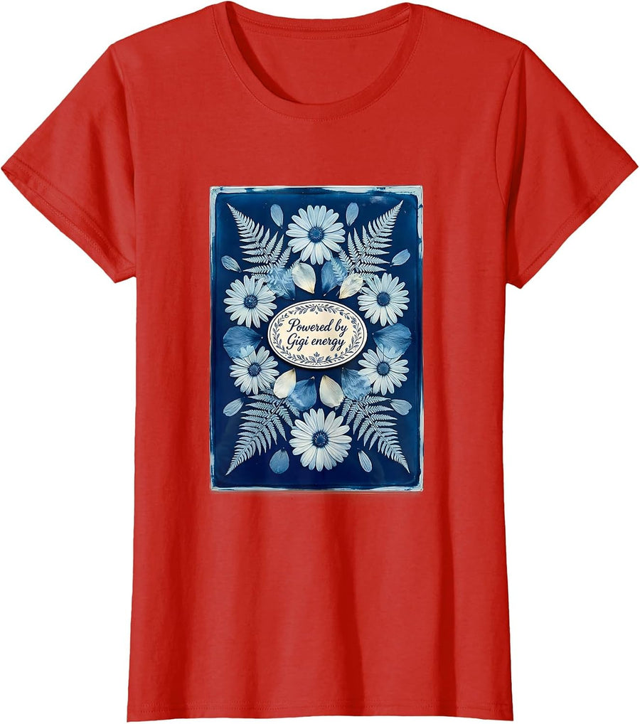 Women's Powered by Gigi Energy Graphic Design T-Shirt - Red