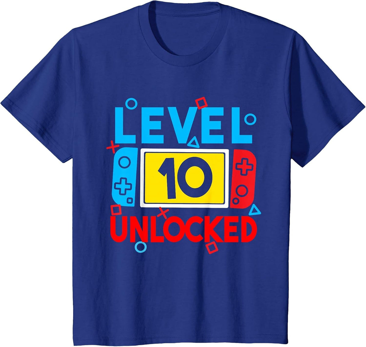 Level 10 Unlocked Gamer 10th Birthday Video Game Boys Girls T-Shirt - Royal Blue