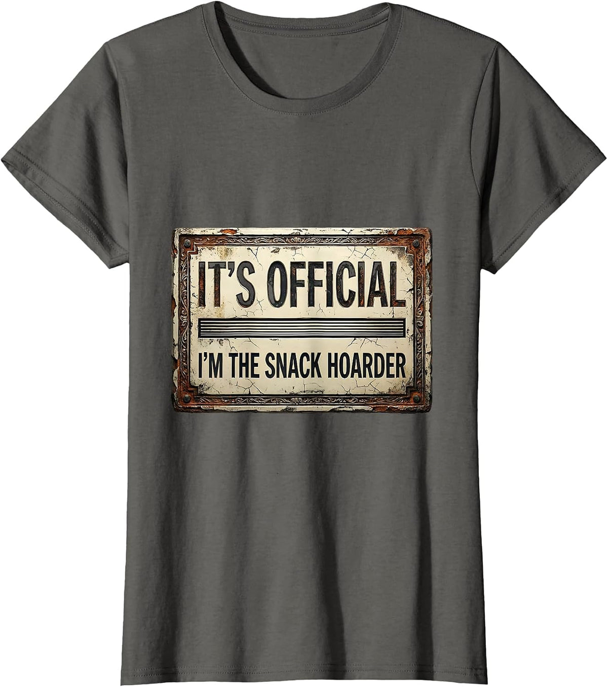 Women's It's Official I'm The Snack Hoarder Funny Family Gag Gift T-Shirt - Asphalt Grey
