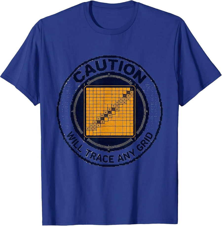 Caution: Will Trace Any Grid Funny Geography Teacher T-Shirt - Royal Blue