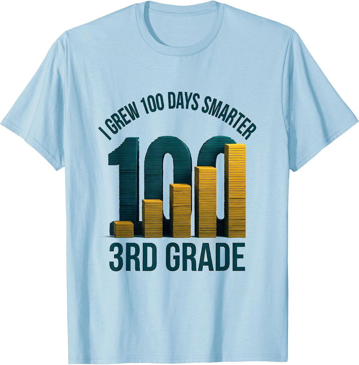 Men's I Grew 100 Days Smarter — 3rd Grade Playful Teacher T-Shirt - Baby Blue