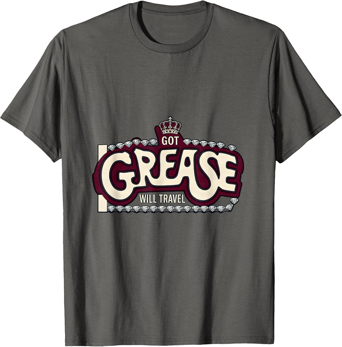 Men's Got Grease Will Travel Mechanic Design T-Shirt - Asphalt Grey