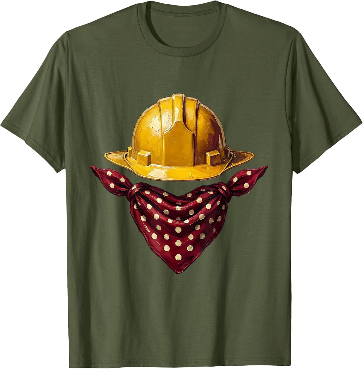 Rosie the Riveter Hard Hat and Bandana Icon T-Shirt - Olive Green