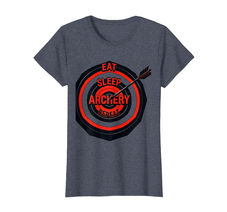 Mademark Women's EAT SLEEP ARCHERY REPEAT Funny Archery Fan Gift T-Shirt - Heather Blue
