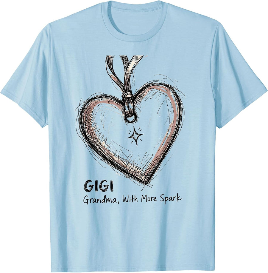 Men's Gigi Grandma With More Spark Funny Gift for Grandmothers T-Shirt - Baby Blue