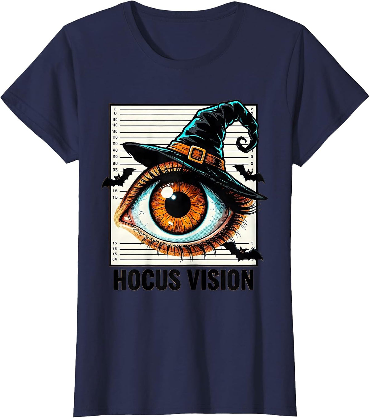 Women's Hocus Vision Pop Art Halloween Optometrist Eye Doctor T-Shirt - Navy Blue