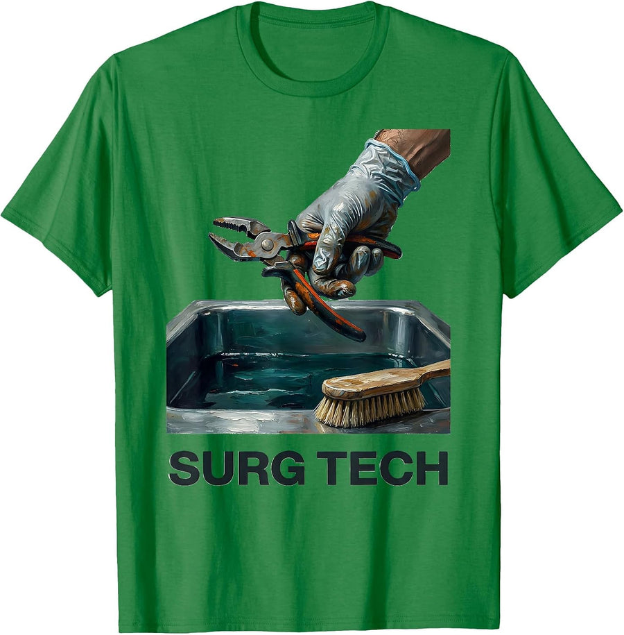 Men's Gloved Hand Surgical Tech Humor Appreciation Gift T-Shirt - Kelly Green