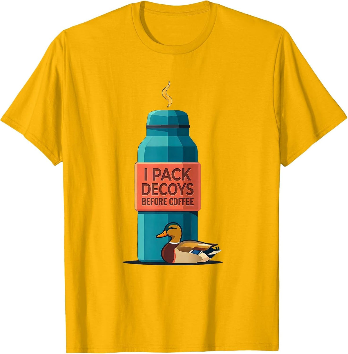 Men's I Pack Decoys Before Coffee Funny Duck Hunter Camo Gift T-Shirt - Golden Yellow