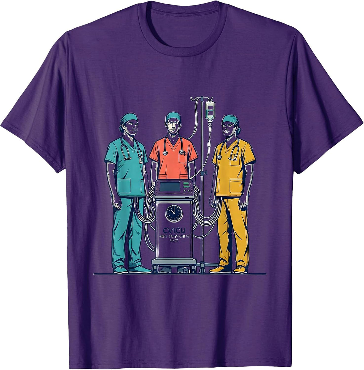 Men's CVICU New Year Crew 2027 Funny ICU Nurse Crew New Year Eve T-Shirt - Purple