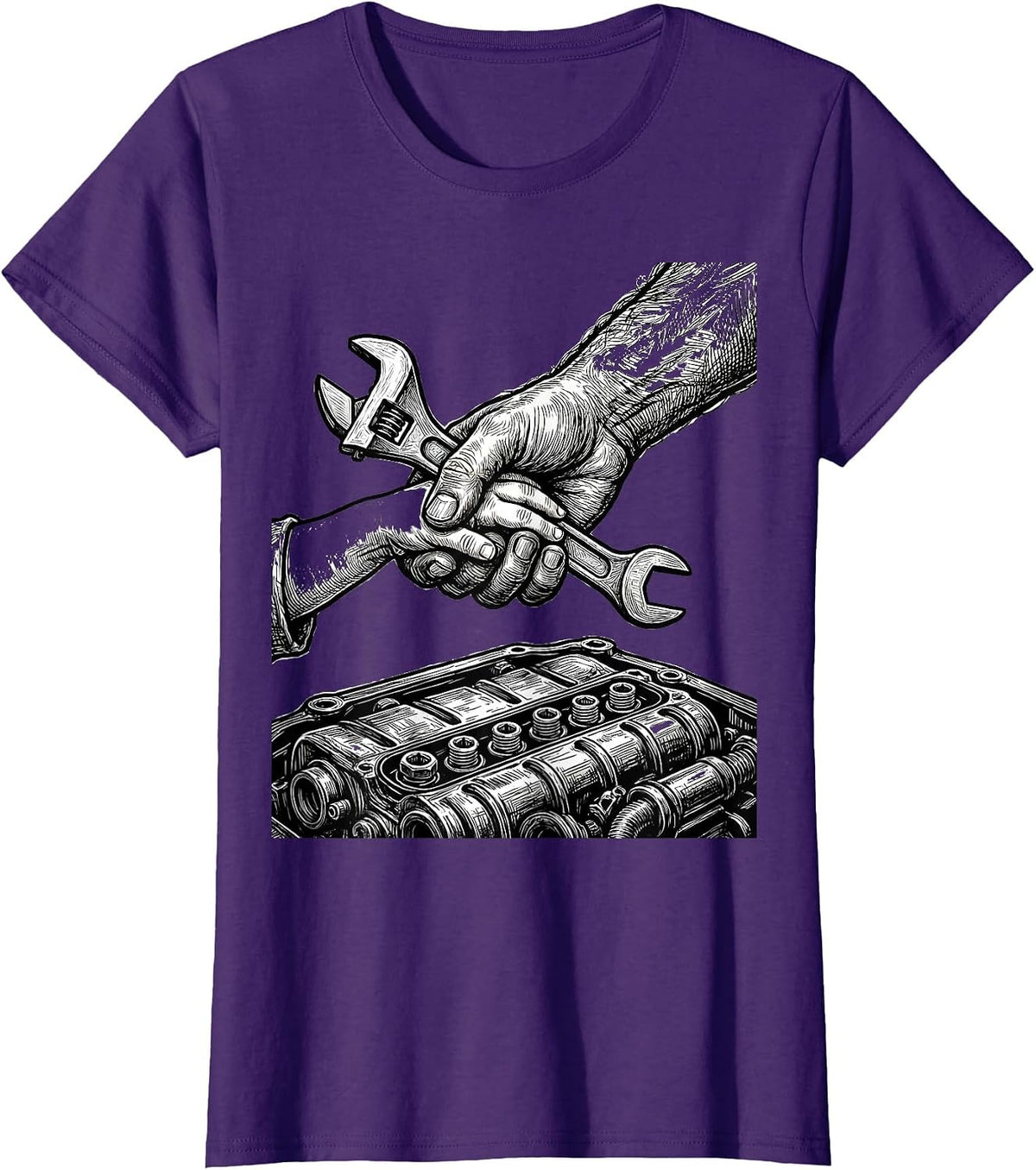 Women's Teach Kids to Change Oil Graphic Tee T-Shirt - Purple