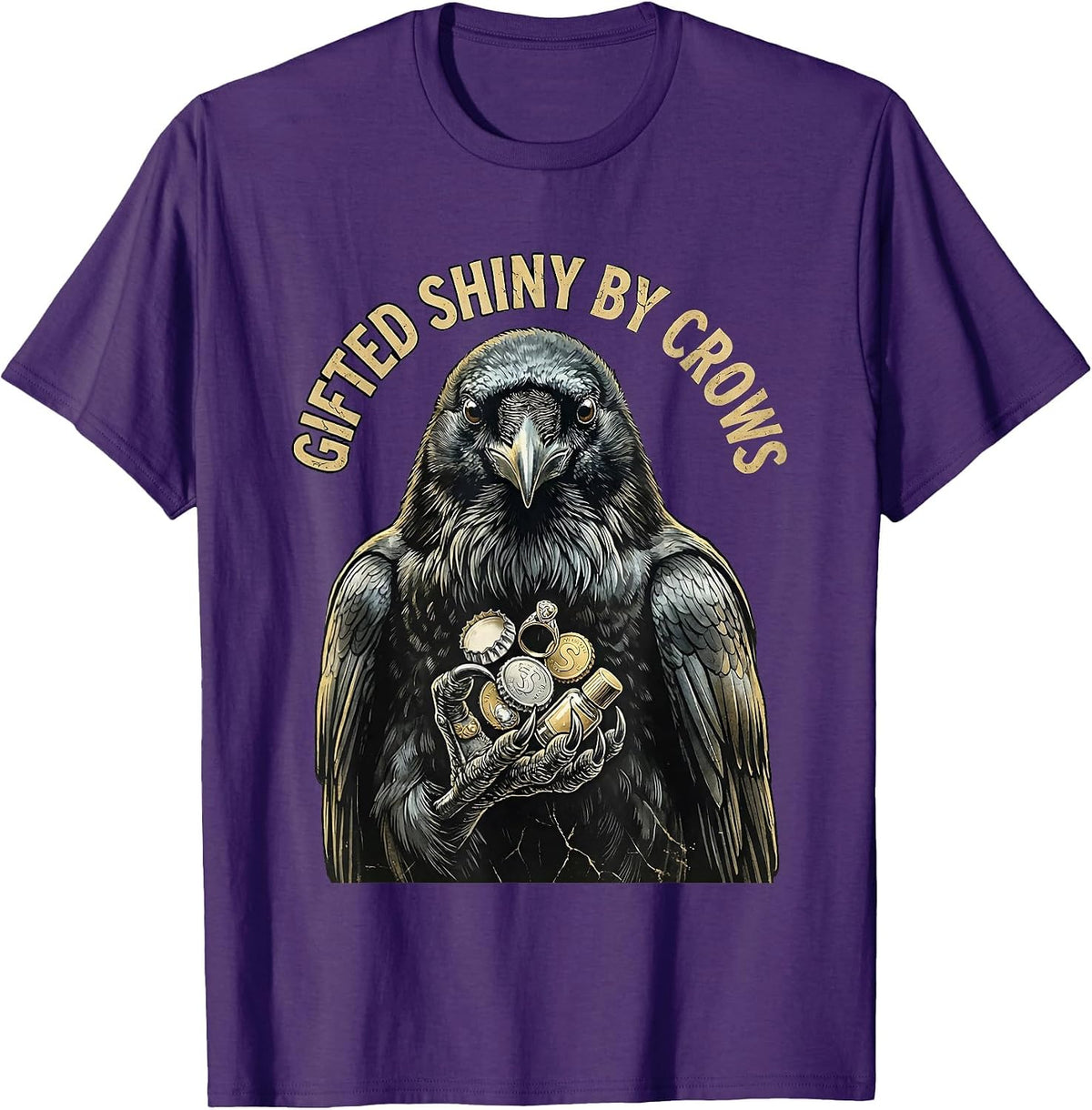 Men's Gifted Shiny By Crows Funny Bird Lover Design T-Shirt - Purple
