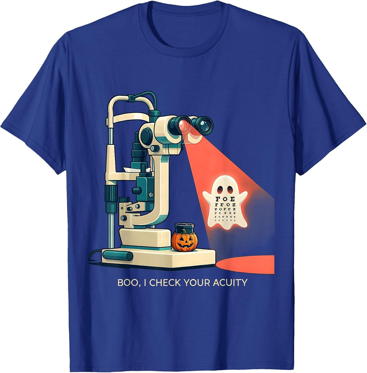 Boo I Check Your Acuity Funny Optometrist Halloween Eye T-Shirt - Royal Blue