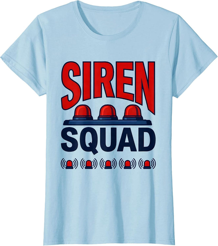 Women's Siren Squad Bold Paramedic EMT Crew Gift T-Shirt - Baby Blue