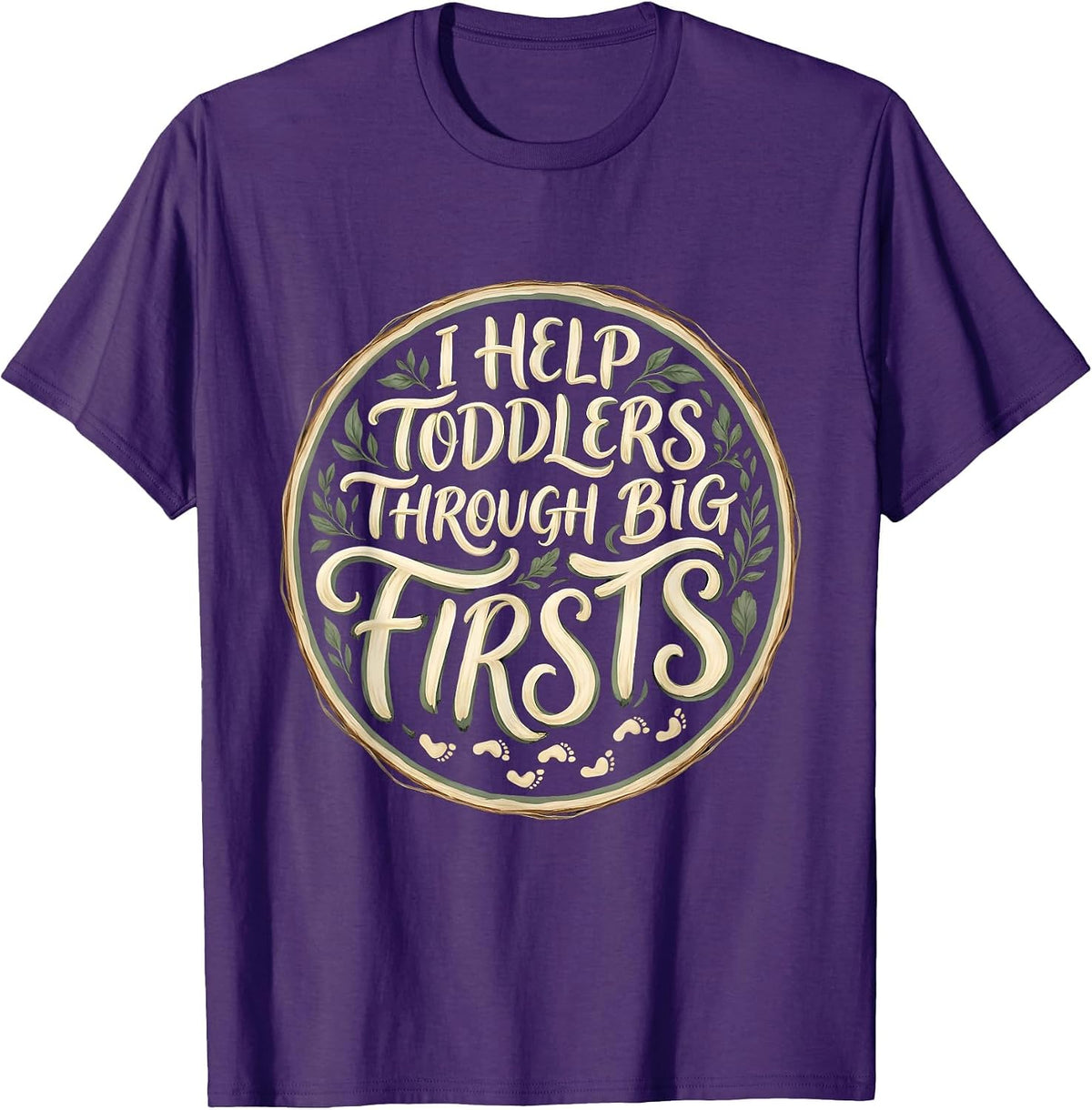 I Help Toddlers Through Big Firsts Boho Preschool Teacher T-Shirt - Purple