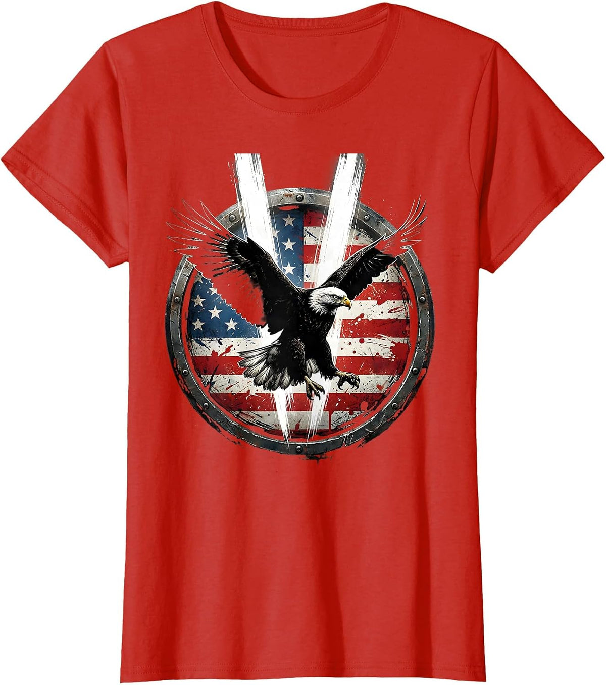 September 11 Memorial Bald Eagle Twin Beams T-Shirt - Red