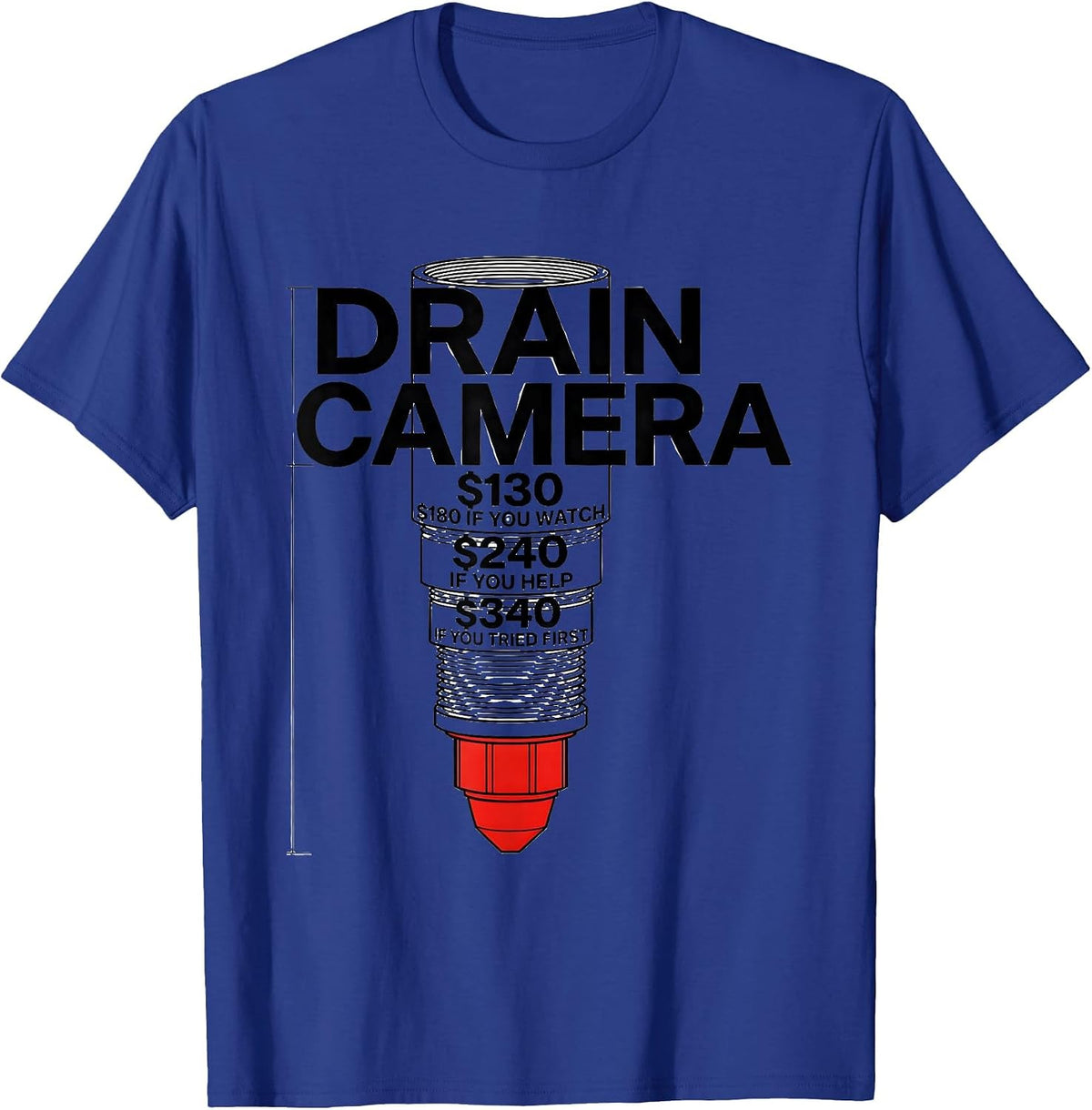 Men's DRAIN CAMERA Funny Plumber Sarcastic Gift T-Shirt - Royal Blue
