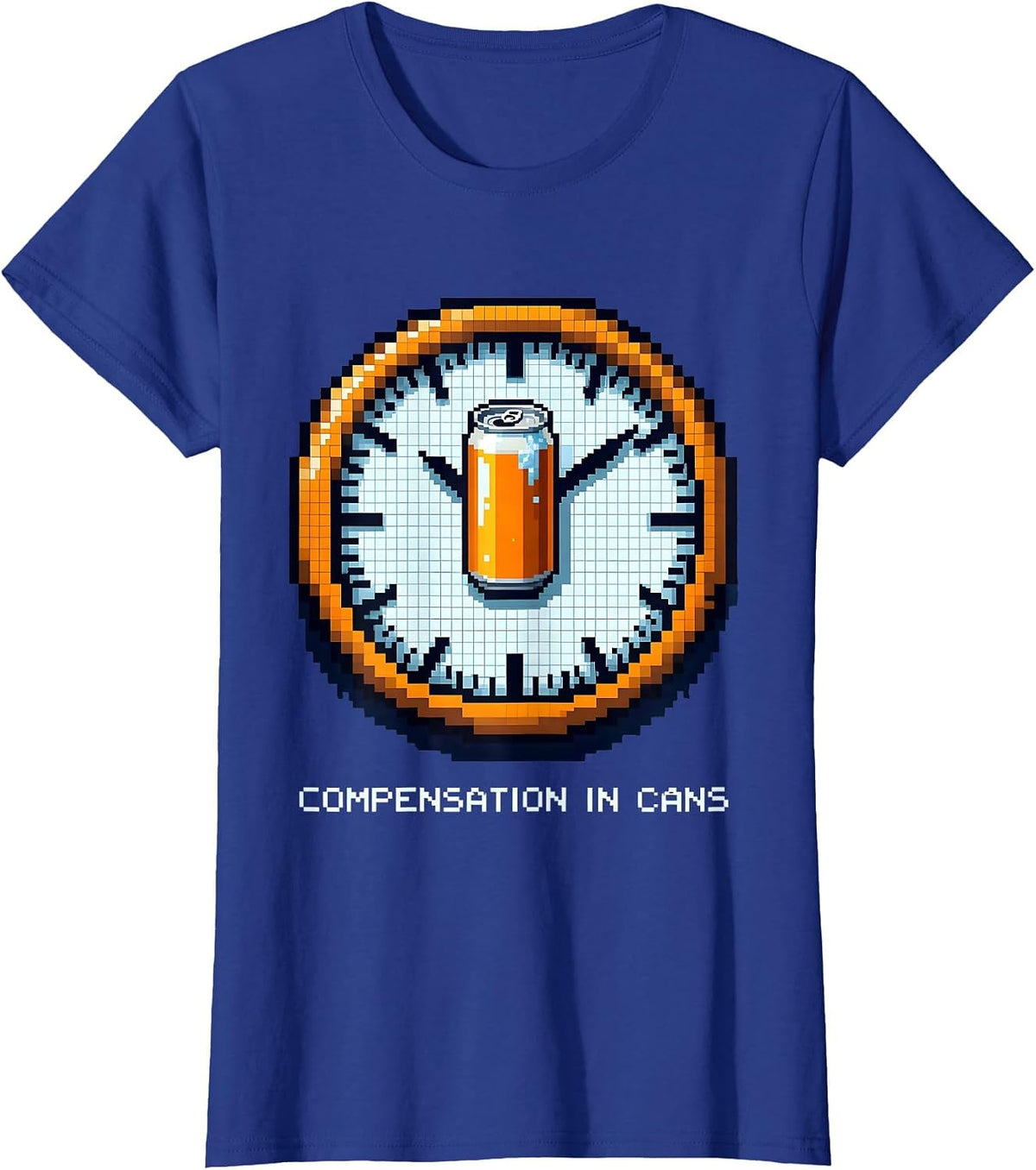 Women's Compensation In Cans Pixel Art Funny Beer Lover Labor Day T-Shirt - Royal Blue