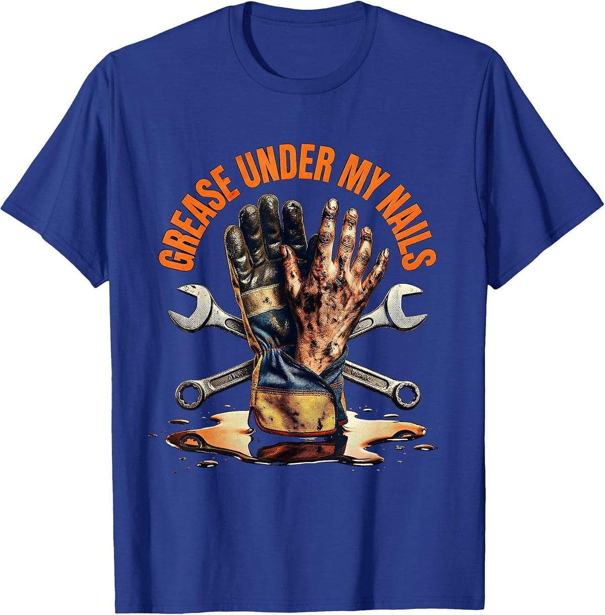 Men's Grease Under My Nails Pit Crew Design T-Shirt - Royal Blue