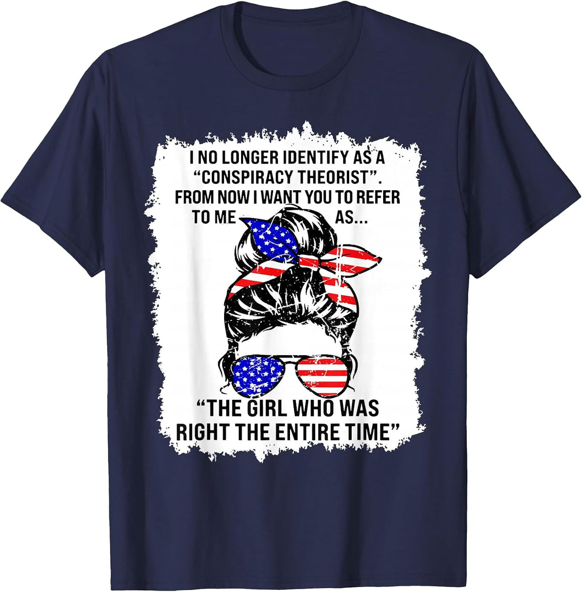 I No Longer Identify As A Conspiracy Theorist from Now I T-Shirt - Navy Blue
