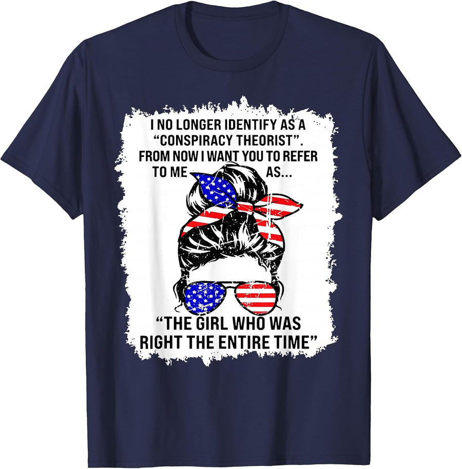 I No Longer Identify As A Conspiracy Theorist from Now I T-Shirt - Navy Blue