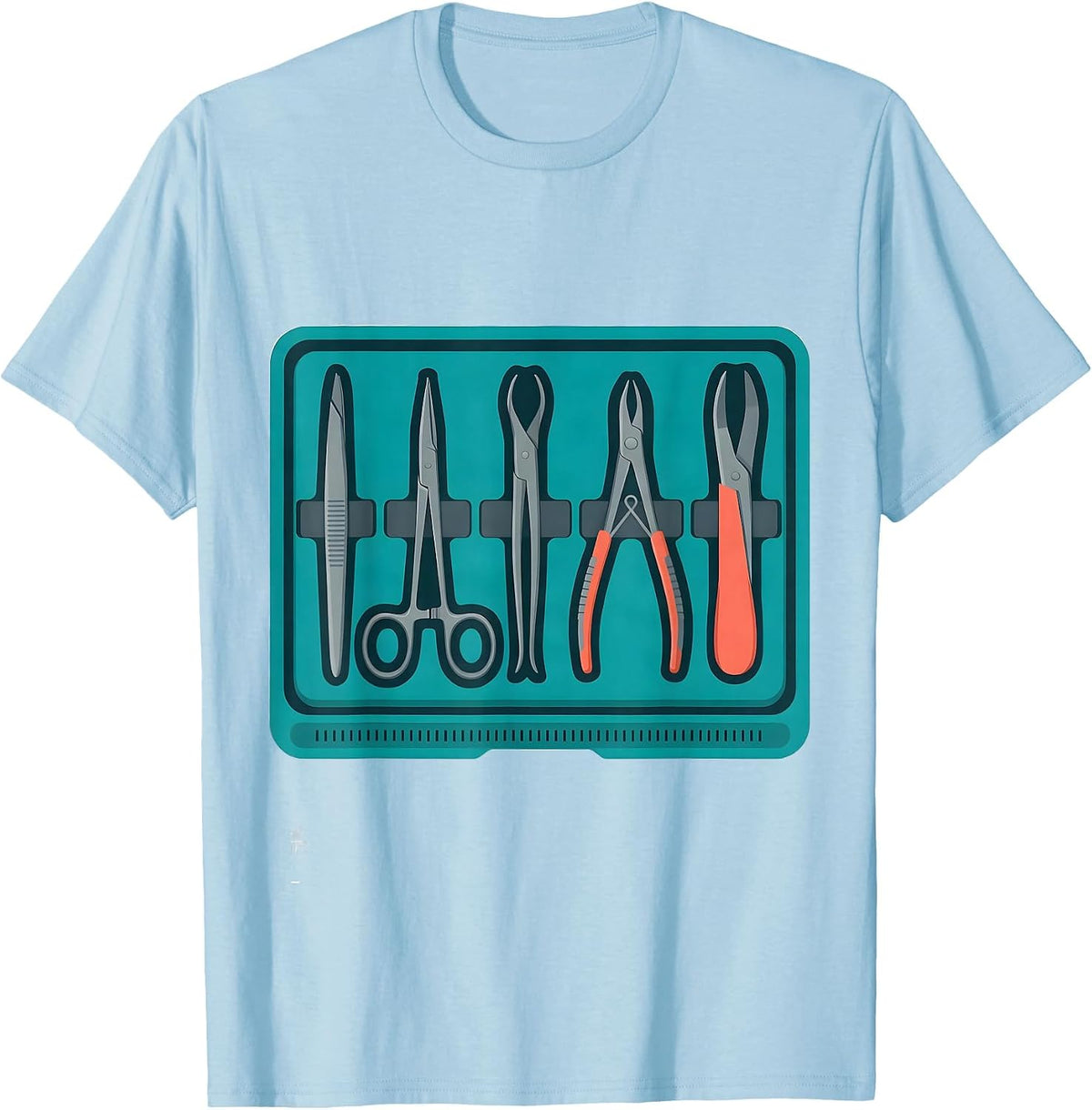 Men's Instrument Tray Flat Vector Surgical Tech Pride T-Shirt - Baby Blue