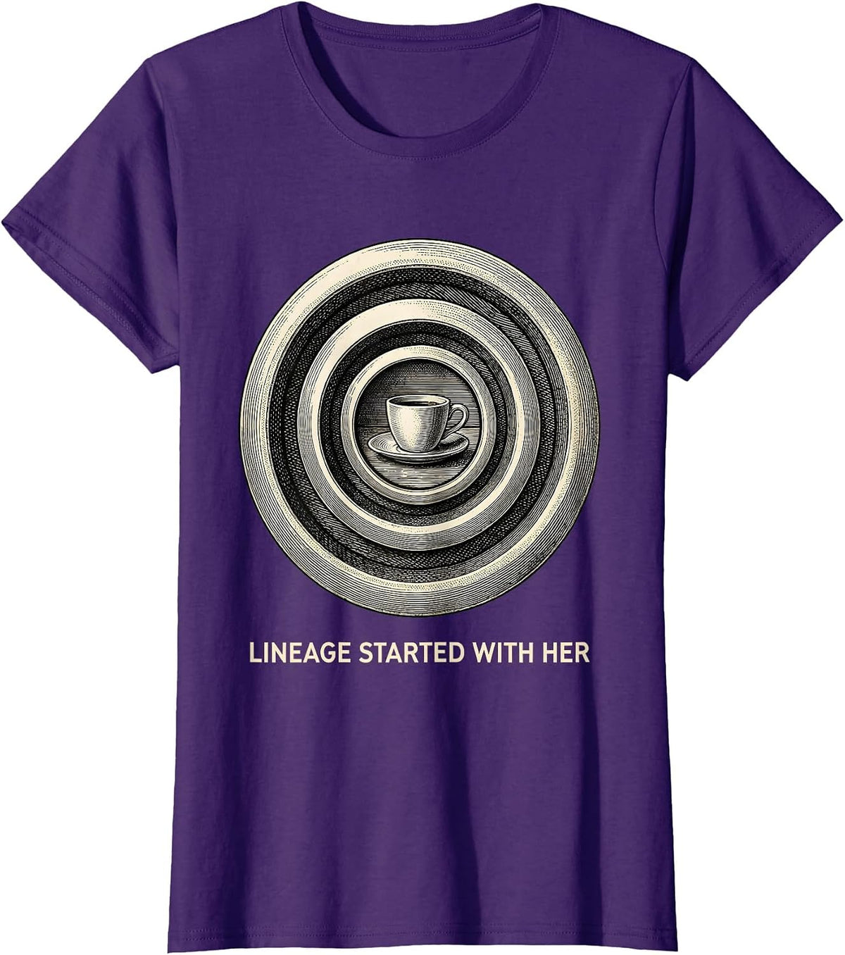 Women's Lineage Started With Her Family Matching Mother's Day T-Shirt - Purple