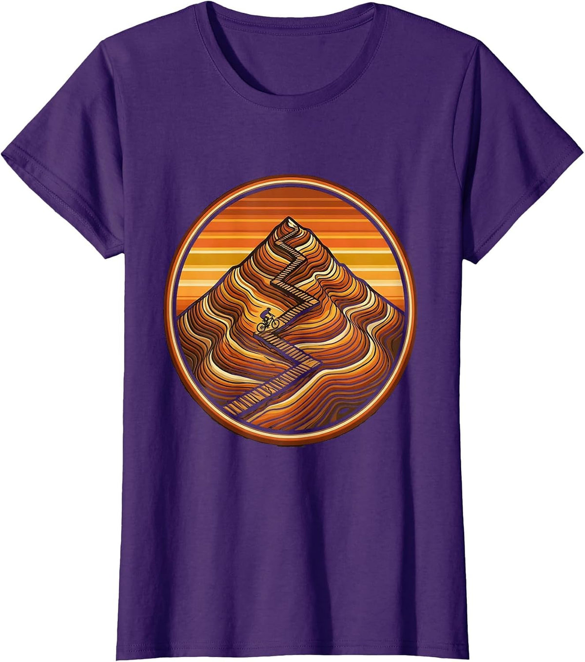 Switchback Trail Aerial View Mountain Bike Graphic T-Shirt - Purple