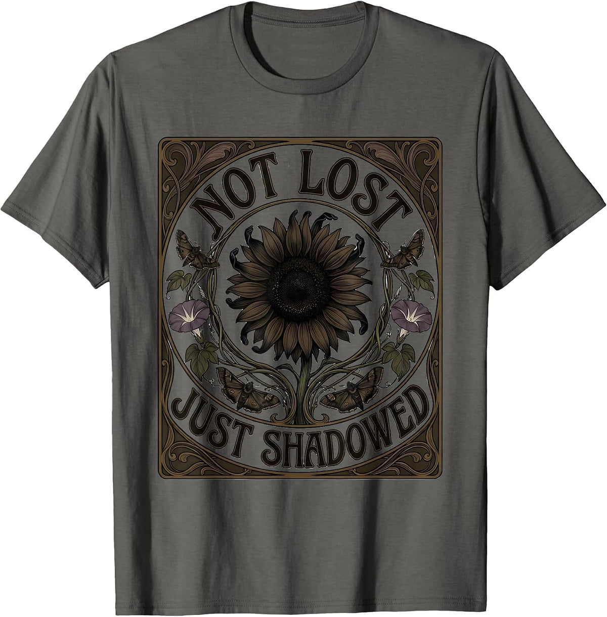 Not Lost Just Shadowed Dark Aesthetic Design T-Shirt - Asphalt Grey