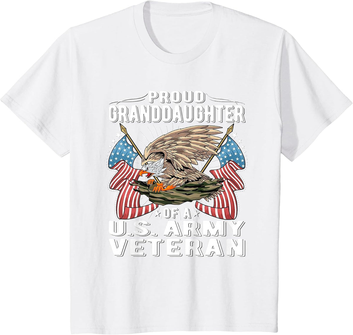 Proud Granddaughter of A US Army Veteran Military Vet Family T-Shirt - White