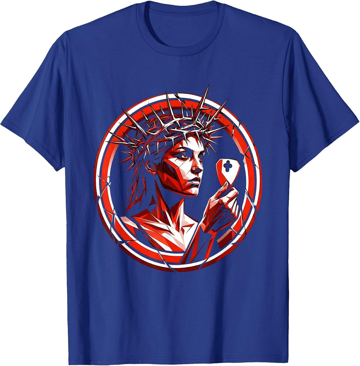 Rock Queen Crowned With Thorns Guitar Pick Art T-Shirt - Royal Blue