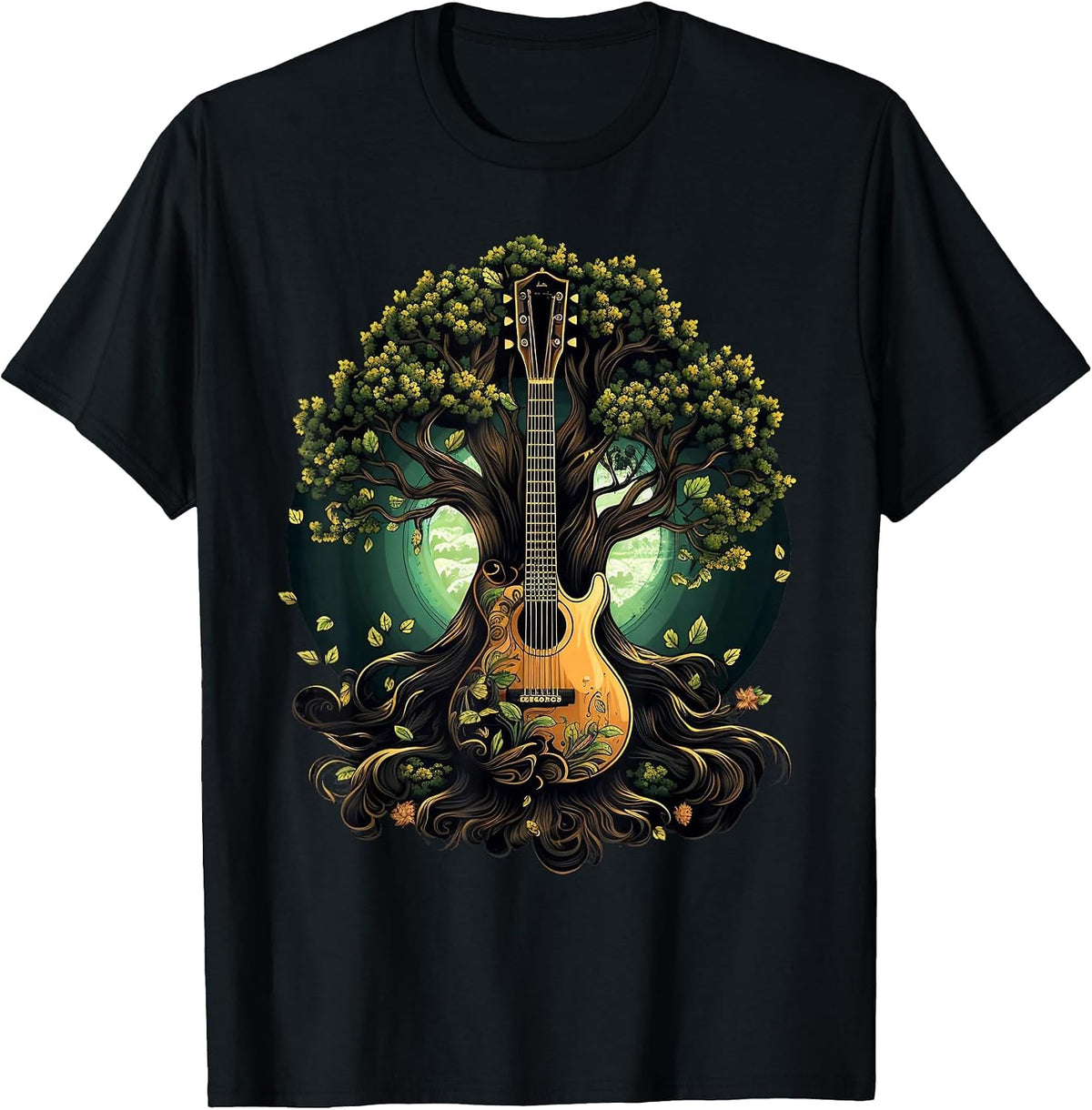 Acoustic Guitar Tree of Life T-Shirt - Black