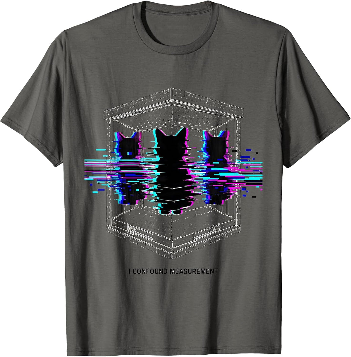 I Confound Measurement Glitch Quantum Physics Humor T-Shirt - Asphalt Grey