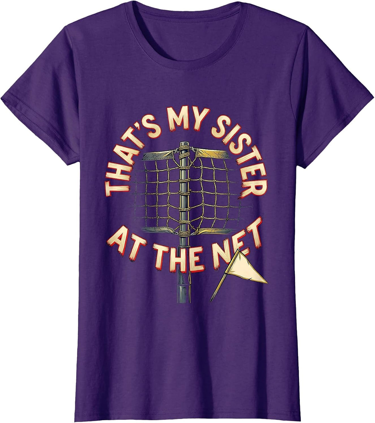 Women's That's My Sister At The Net Volleyball Grandma Family Pride T-Shirt - Purple