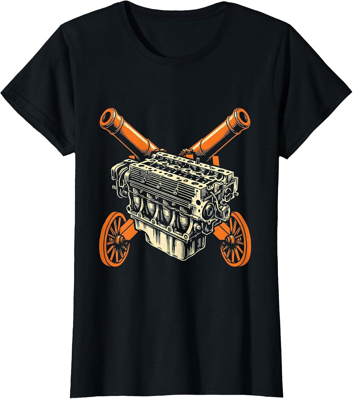 Valley Forge Automotive Vintage Engine Block Crossed Cannons T-Shirt - Black