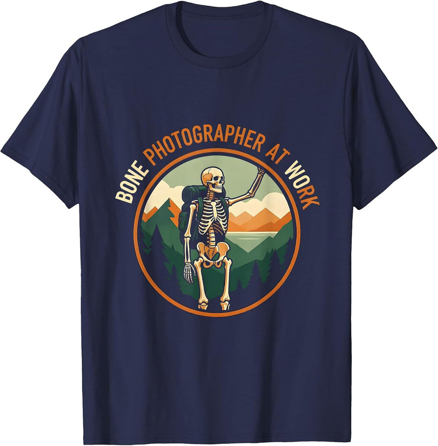 Bone Photographer At Work Radiologic Design T-Shirt - Navy Blue