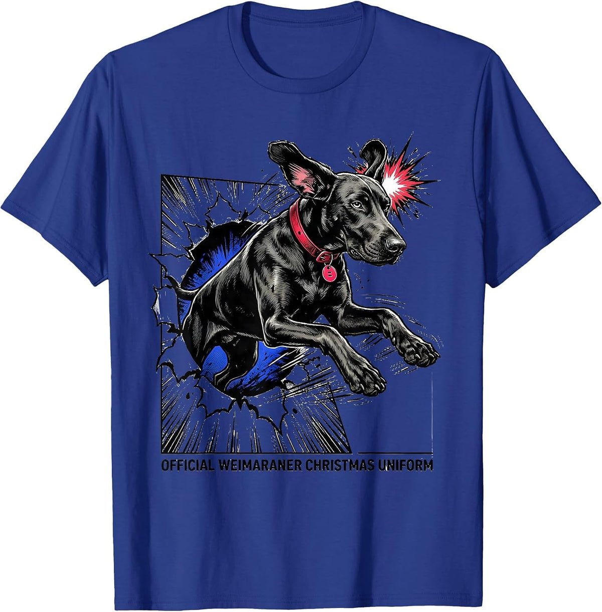 Official Weimaraner Christmas Uniform Comic Book Dog Lover T-Shirt - Royal Blue