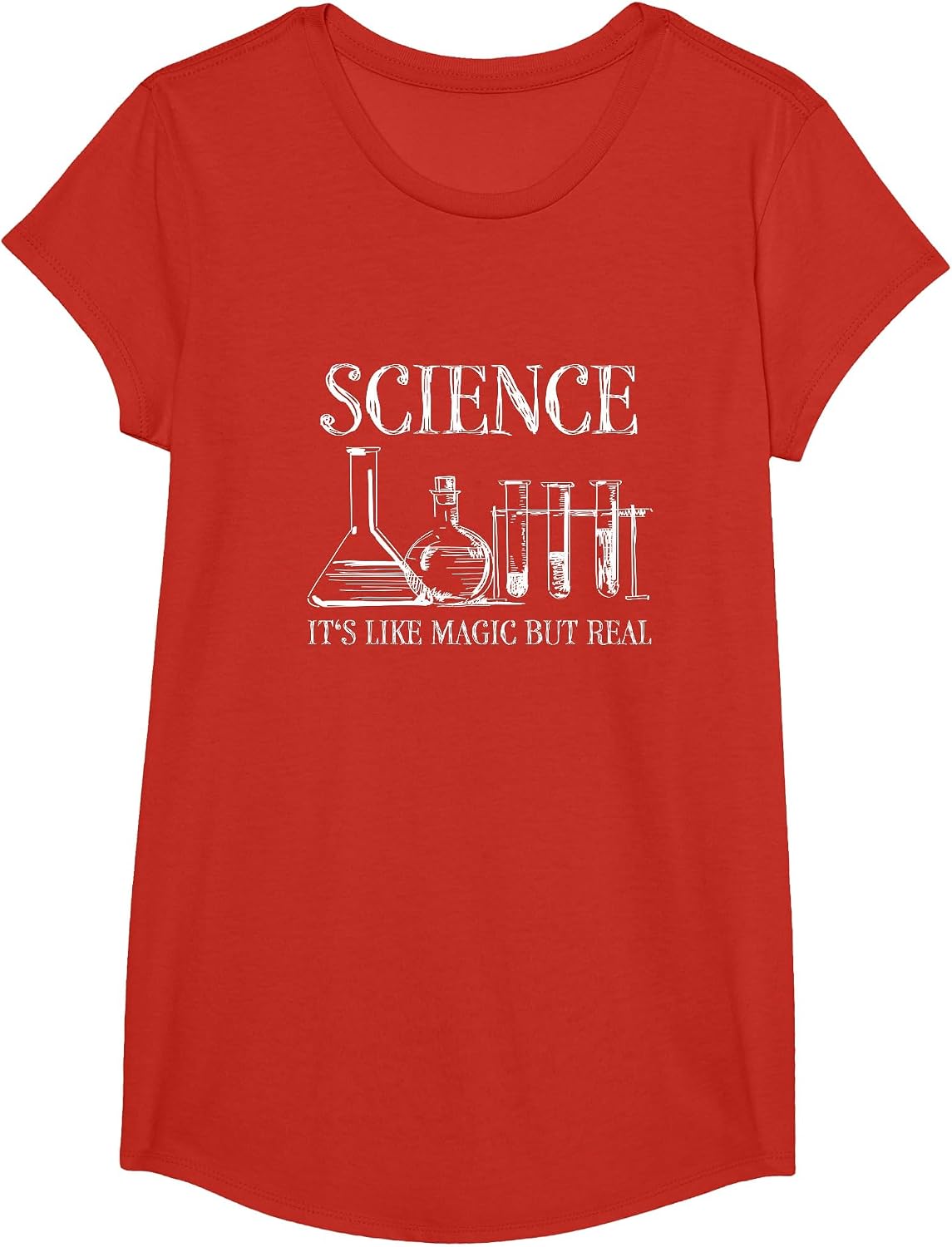 Science It's Like Magic But Real Funny Chemistry Physics T-Shirt - Girls Red